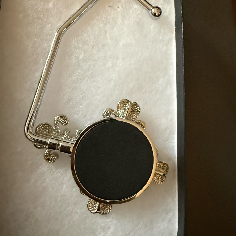 Crystal Floral Silver Handbag Hanger — Silver/Black - Picture 3 of 3